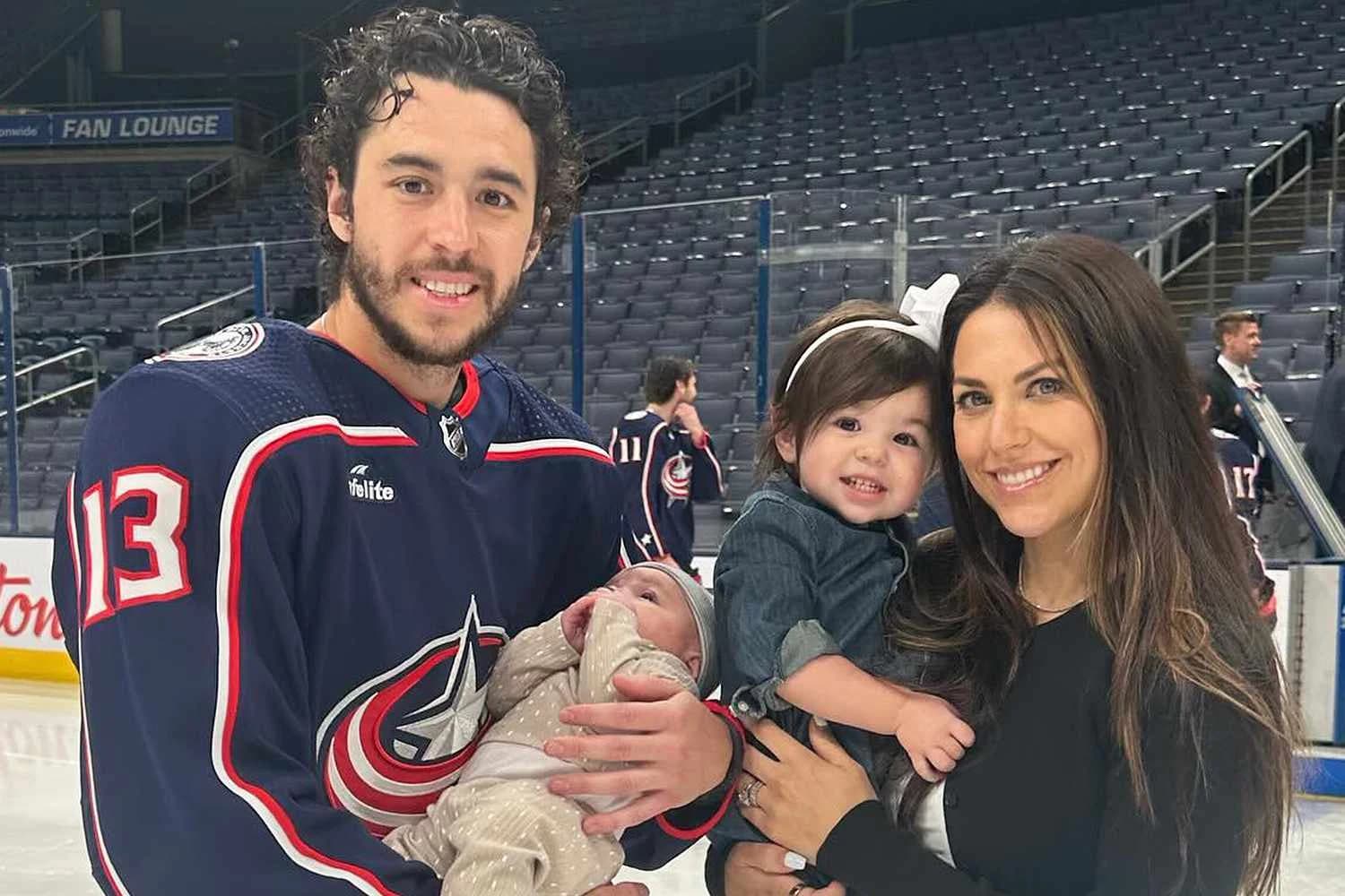 Johnny Gaudreau with his family at the rink.